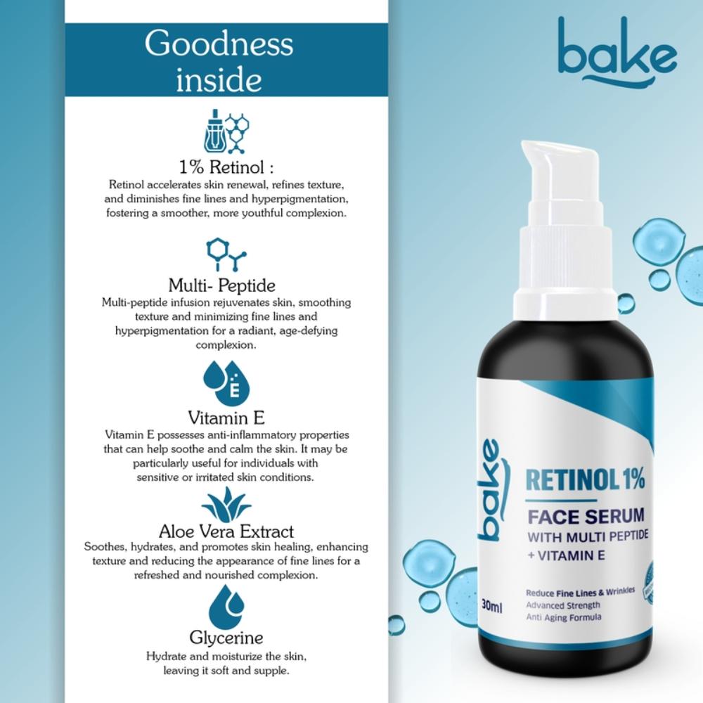 1% Retinol Serum For Anti Aging, Skin Tightening, Fine Lines & Wrinkles With 2% Multi Peptide
