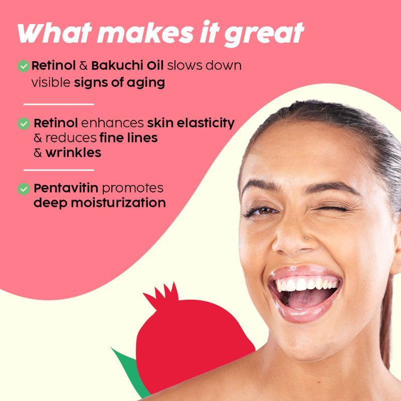 Pomegranate 0.6% Retinol & 0.2% Bakuchi Oil Night Face Serum To Reduce Fine Lines