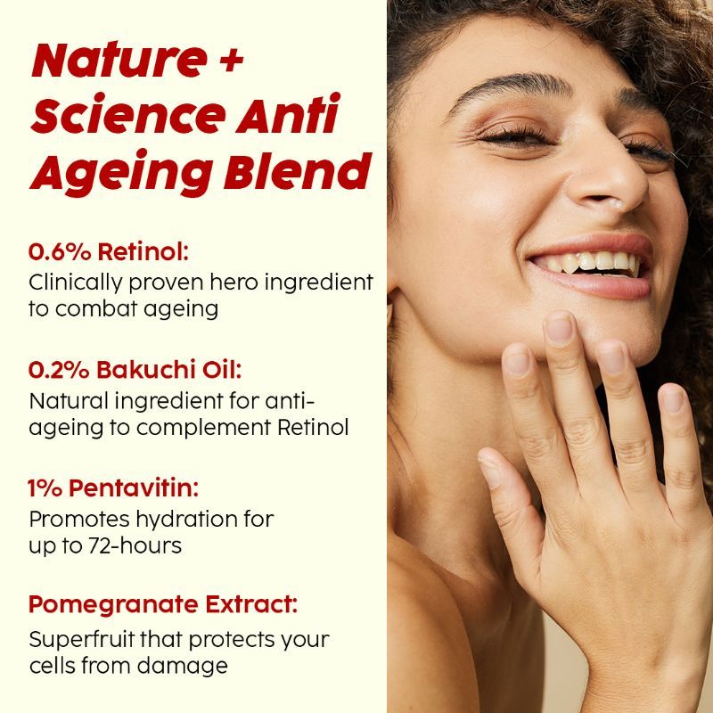 Pomegranate 0.6% Retinol & 0.2% Bakuchi Oil Night Face Serum To Reduce Fine Lines