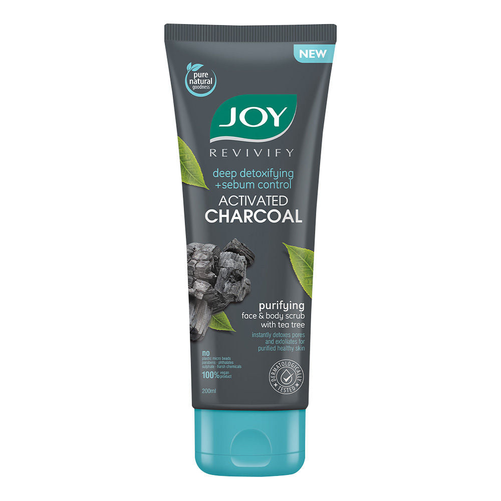 Charcoal Face & Body Scrub with Tea Tree for Oil Control, Sebum Control & Deep Exfoliation