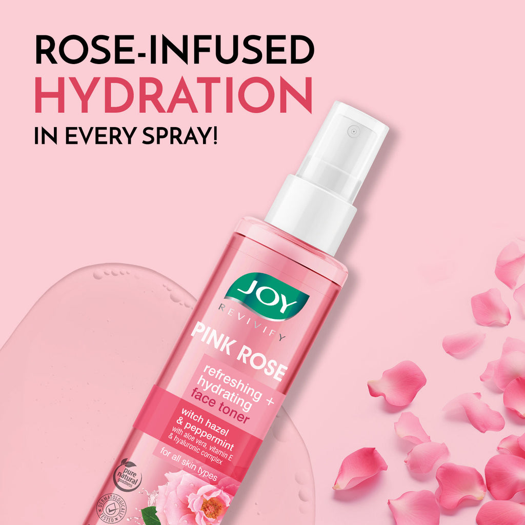 Pink Rose refreshing Hydrating Face Toner With Hazel & PepperMint For Hydrating Skin pH Balanced, Alcohol Free & For All Skin Types