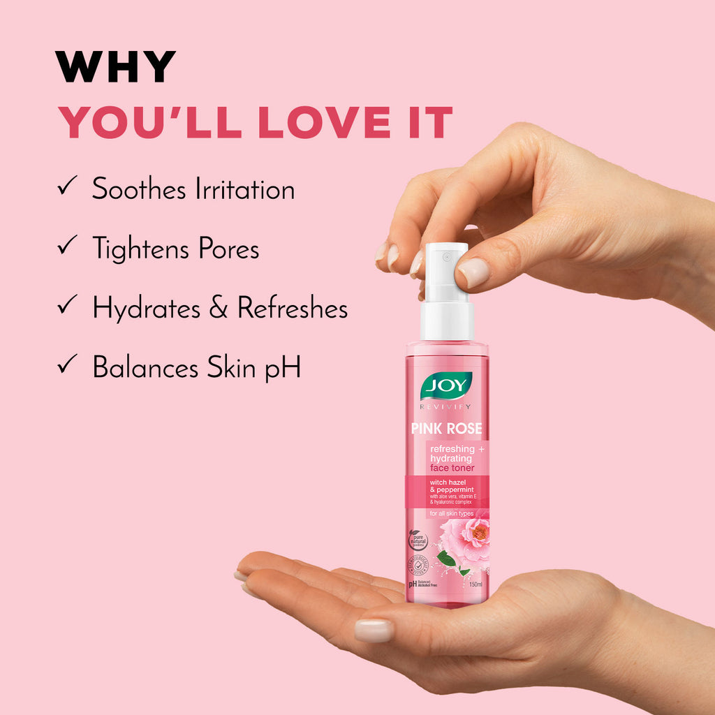 Pink Rose refreshing Hydrating Face Toner With Hazel & PepperMint For Hydrating Skin pH Balanced, Alcohol Free & For All Skin Types