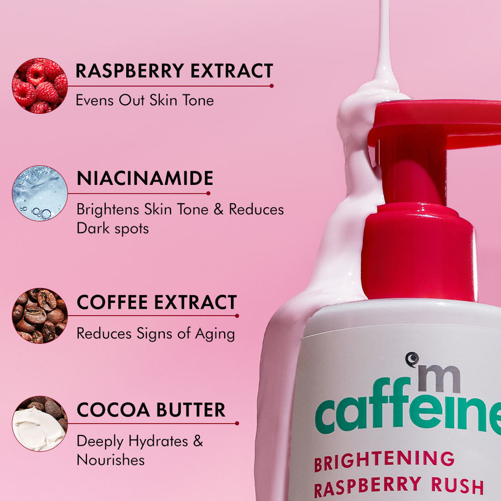 Brightening Raspberry Rush Serum Body Lotion SPF 50 PA+++ With Niacinamide Non-Sticky