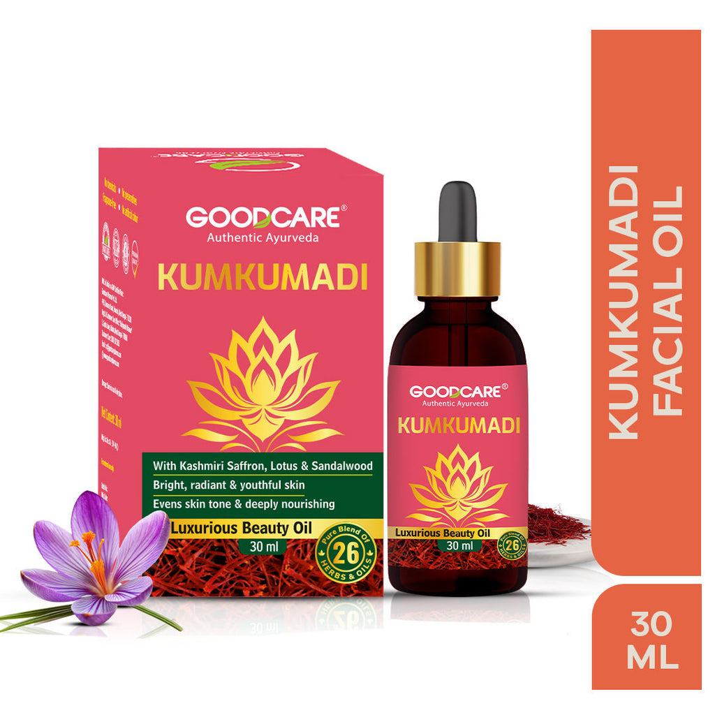 Ayurvedic Kumkumadi Face Oil with Saffron, Lotus and Sandalwood for glowing even toned skin