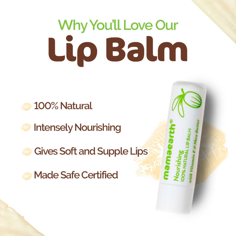 Nourishing Natural Lip Balm with Vitamin E and Shea Butter for 12 Hour Moisturization