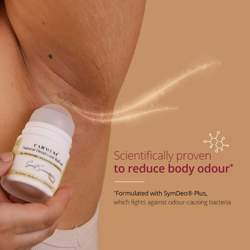 Natural Underarms Roll On Deodorant For Women - Sweet Summer, No Alcohol Or Aluminium