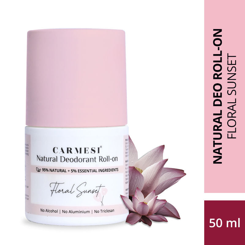 Natural Underarms Roll On Deodorant For Women - Floral Sunset, No Alcohol Or Aluminium