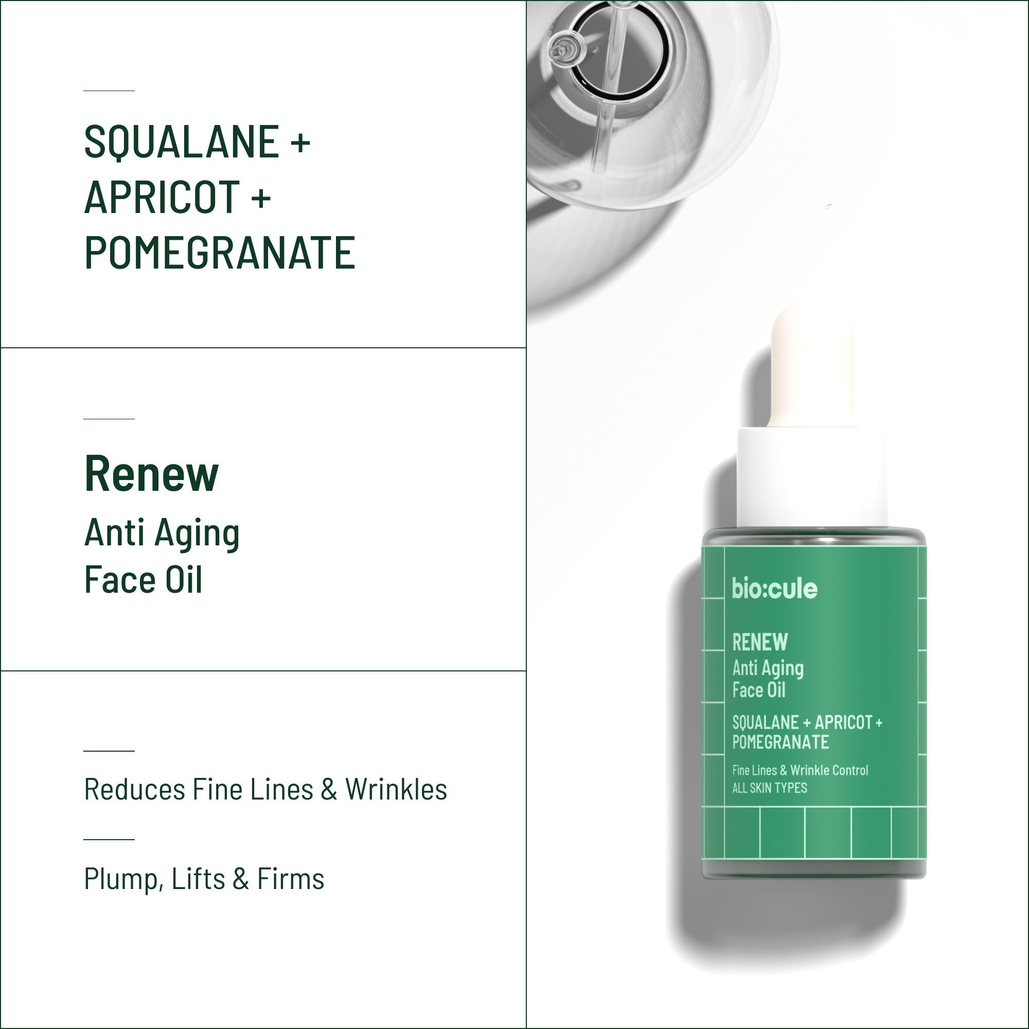 Renew Anti Aging Face Oil With Squalane, Apricot & Pomegranate Oils