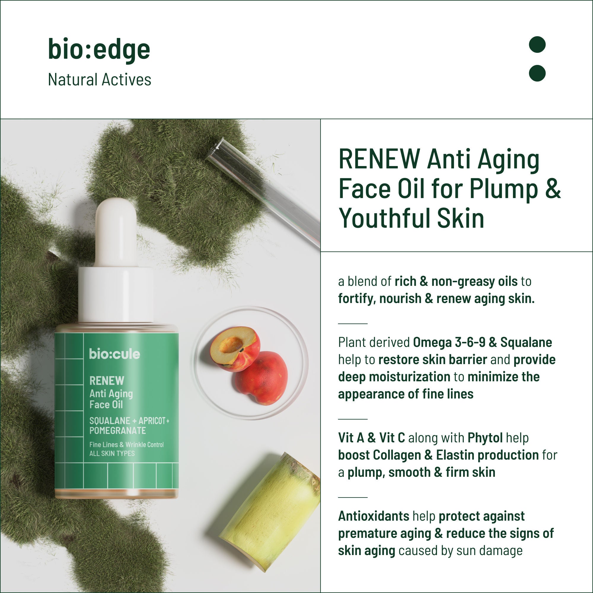 Renew Anti Aging Face Oil With Squalane, Apricot & Pomegranate Oils