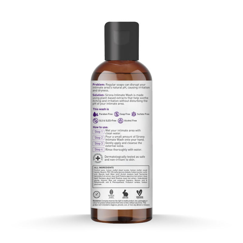 Natural Intimate Wash, Reduces Odor, Itching, Maintains PH Balance, No Paraben & SLS