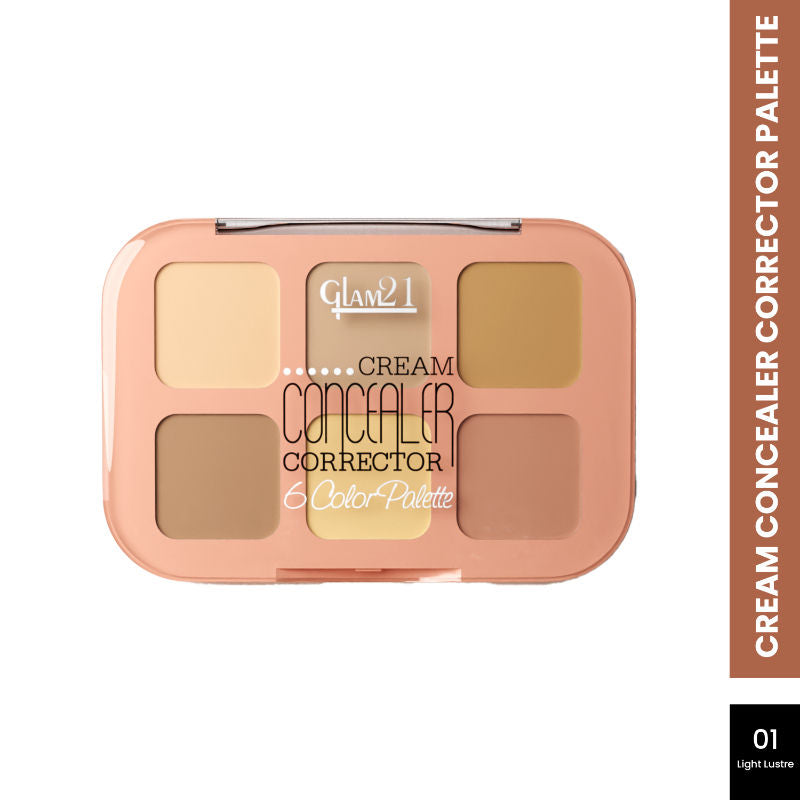 6 Shades Coverage Concealer Palette - Light Lustre - 01