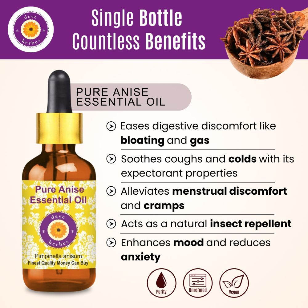 Pure Anise Essential Oil - Pimpinella Anisum Steam Distilled