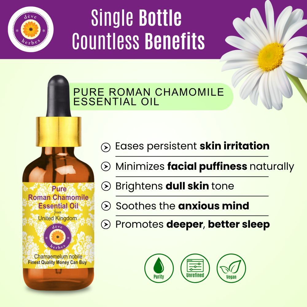 Pure Roman Chamomile Essential Oil - Chamaemelum Nobile Steam Distilled