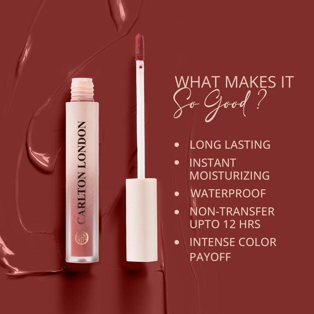 Carlton London Matte Finish Liquid Lipstick Intense Colour Transferproof & Long Lasting