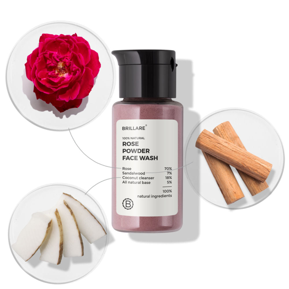 Rose Powder Face Wash for Younger Looking Skin With Sandalwood & Coconut