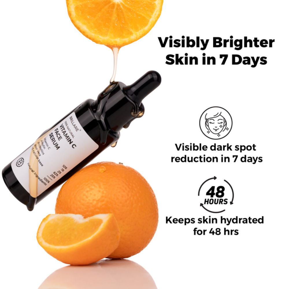 10% Vitamin C Face Serum for Glowing Skin with Probiotics Visible Glow in Just 7 Days