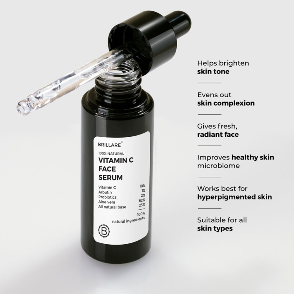 10% Vitamin C Face Serum for Glowing Skin with Probiotics Visible Glow in Just 7 Days