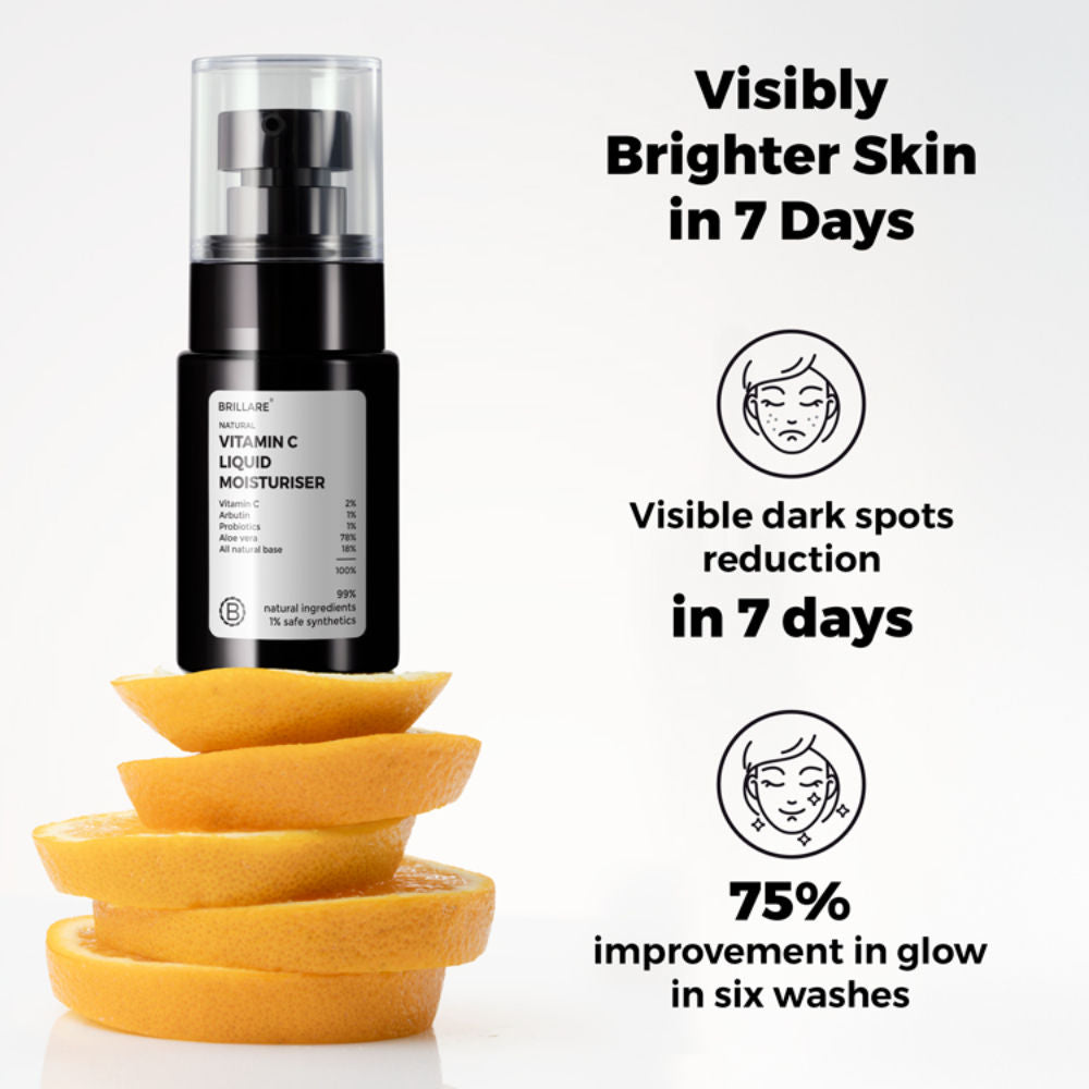 Vitamin C Liquid Moisturizer for Bright & Glowing Skin Visible Dark Spot Reduction in 7 Days