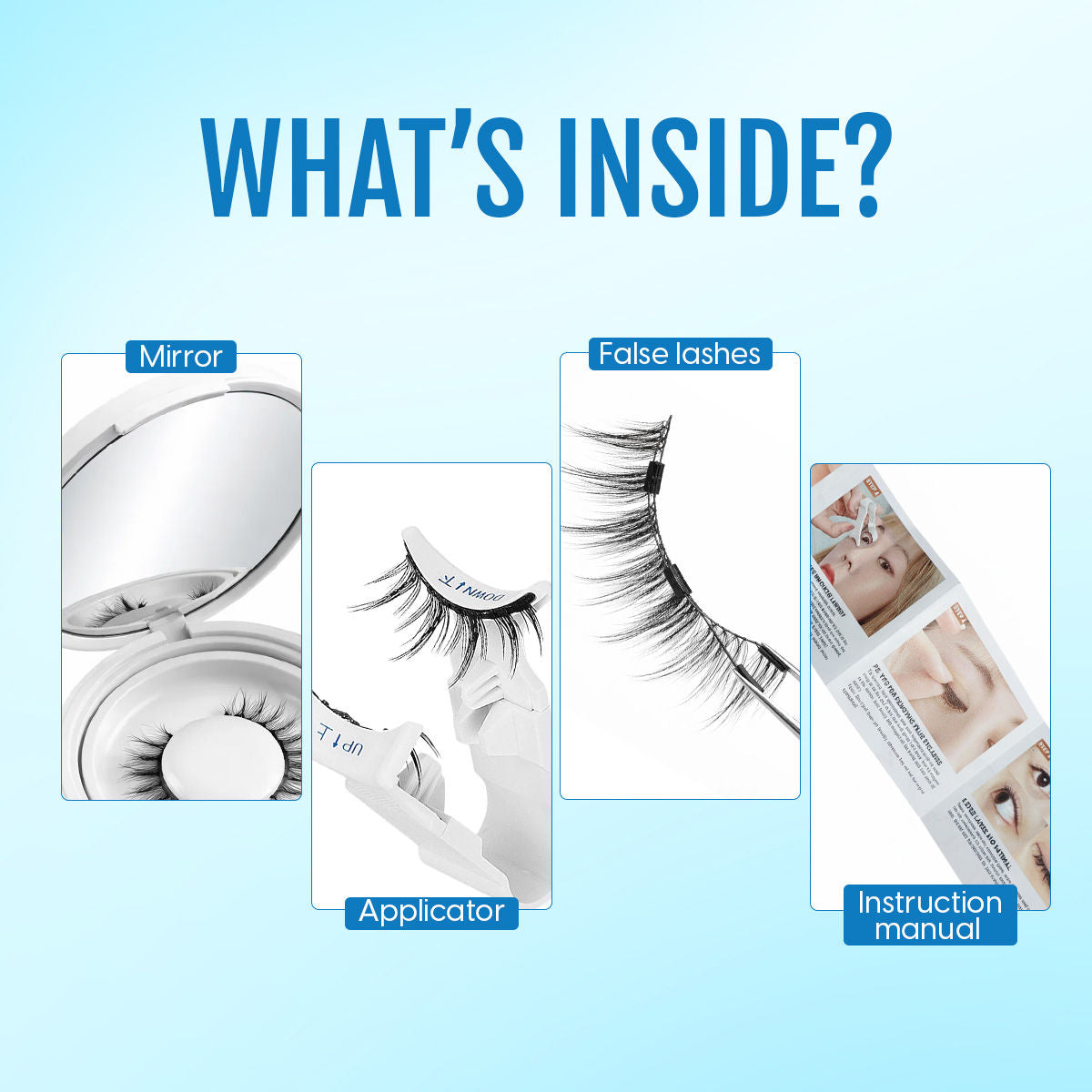 False Magnetic Eyelashes & Applicator - No Glue Needed, Natural-looking & Reusable Fake Lashes