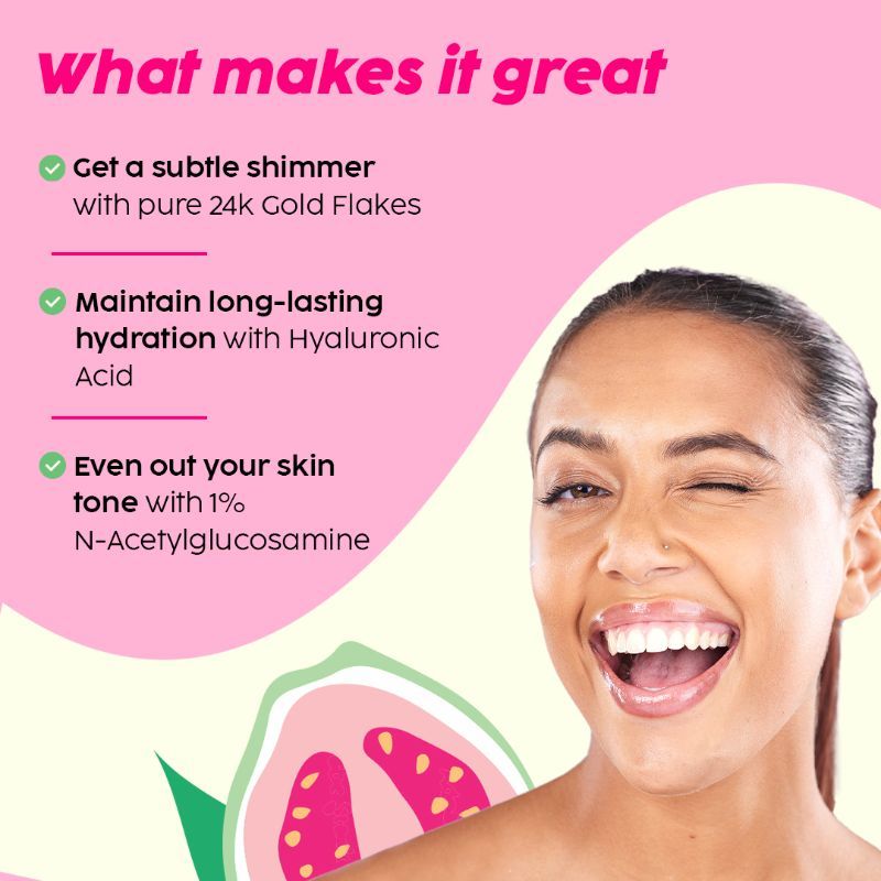 24k Guava Gold Lightweight Face Serum With Vitamin C & Hyaluronic Acid, Primer For Glowing Skin