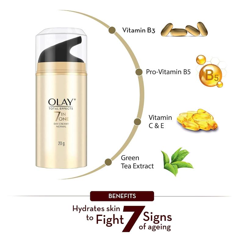 Total Effects Day Cream, Fights 7 Signs of Ageing With Niacinamide & Green Tea Extracts