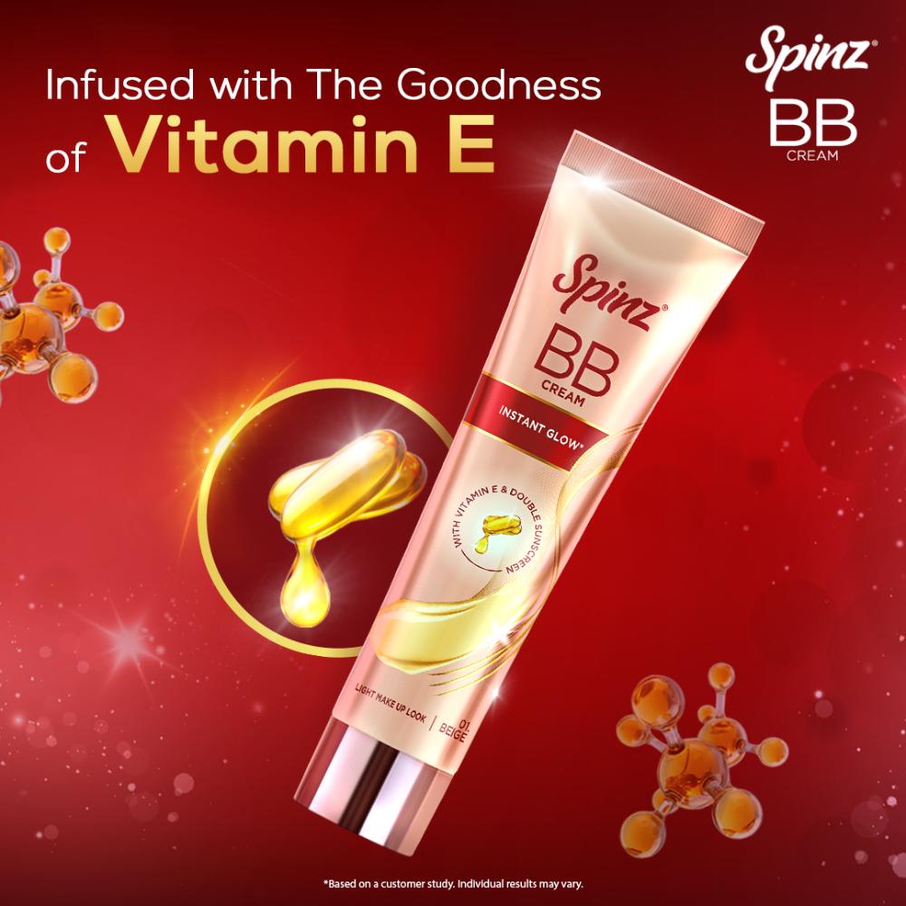 BB Cream 01 Beige, Instant Glow, Light Make Up Look, Vitamin E & Double Sunscreen