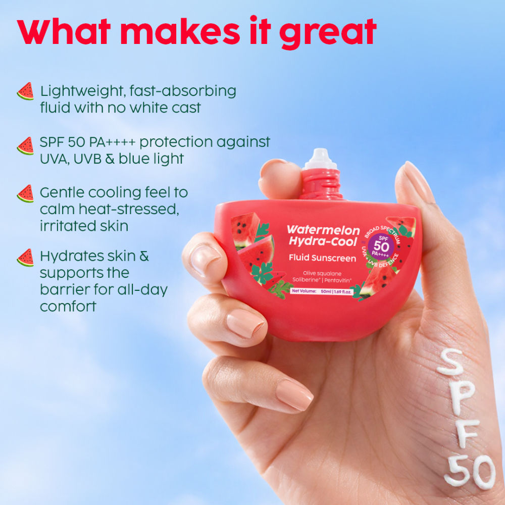 Watermelon Hydra-Cool Fluid Sunscreen With SPF 50 PA++++