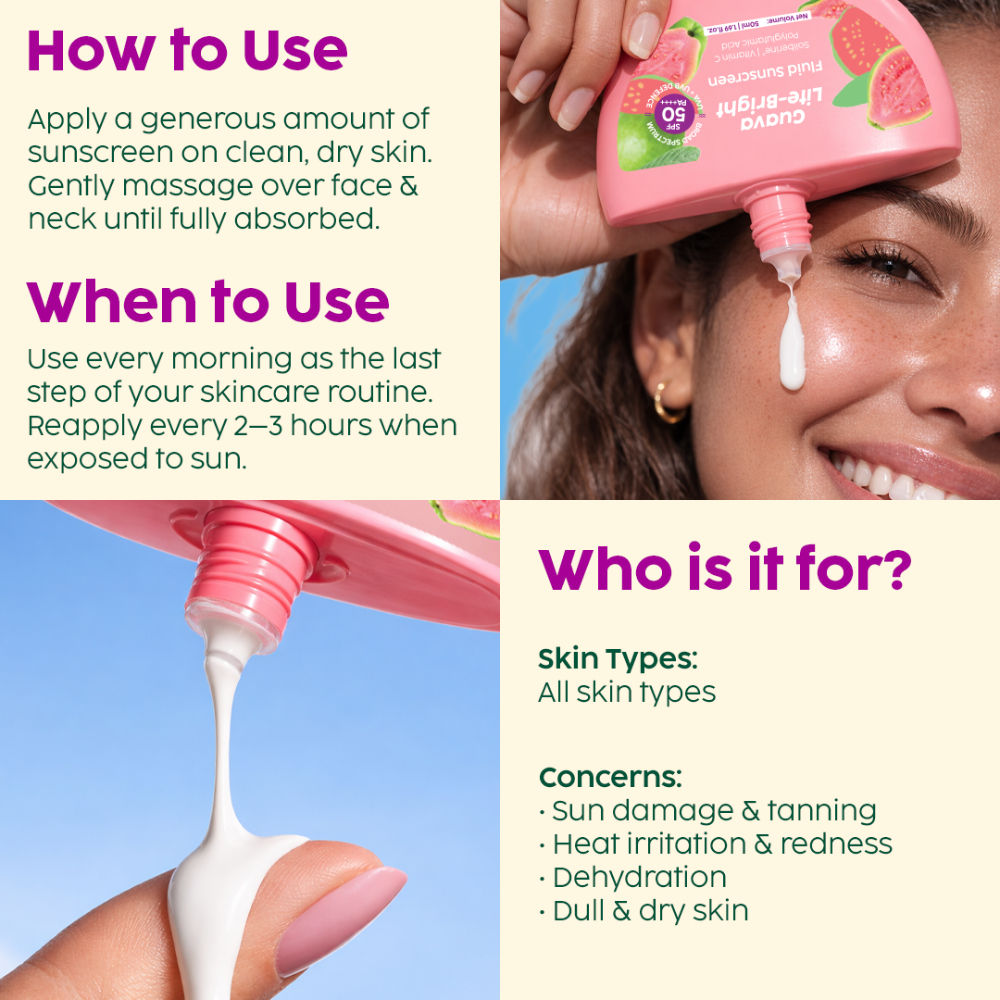 Guava Glow Fluid Hydrating, Lightweight & Non-Greasy SPF 50 PA++++ Sunscreen
