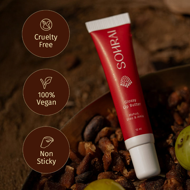 Glossy Lip Butter | Hydrating & Brightening with Mahua, Amla & Shea for Chapped Lips