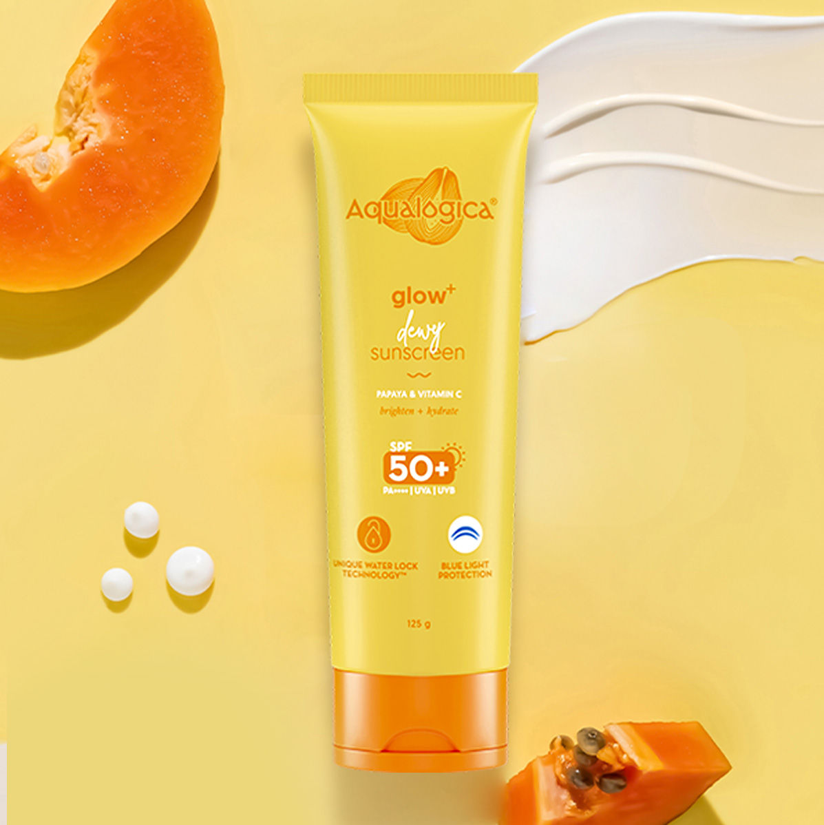 Glow+ Dewy Lightweigh Sunscreen Gel SPF 50+ PA++++ with Papaya & Vitamin C