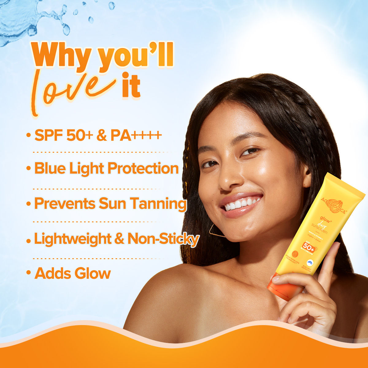 Glow+ Dewy Lightweigh Sunscreen Gel SPF 50+ PA++++ with Papaya & Vitamin C