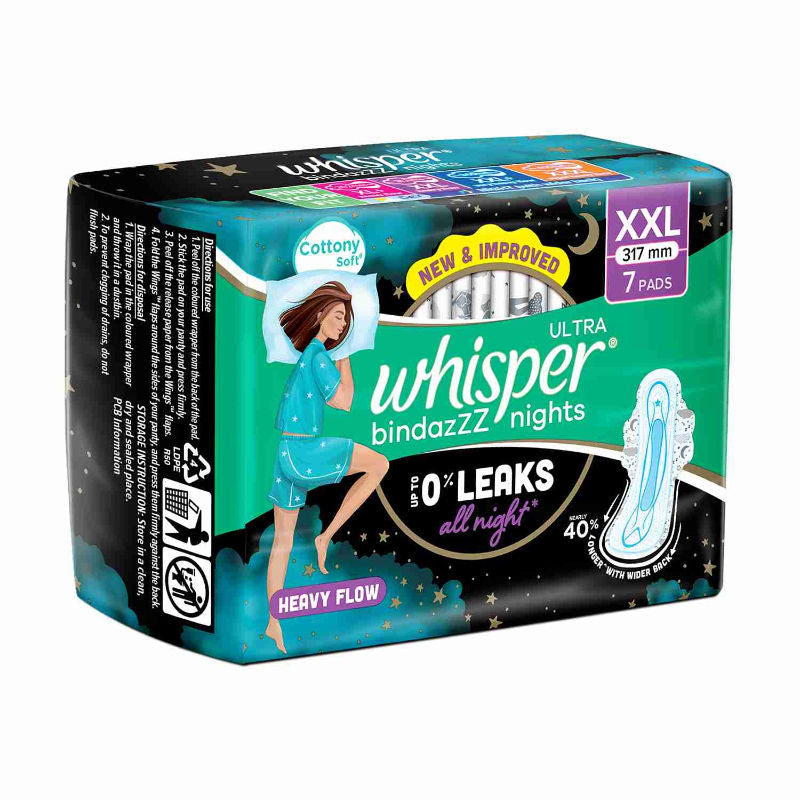 Bindazzz Nights 7 XXL Sanitary Pads, Upto 0% Leaks All Night Long