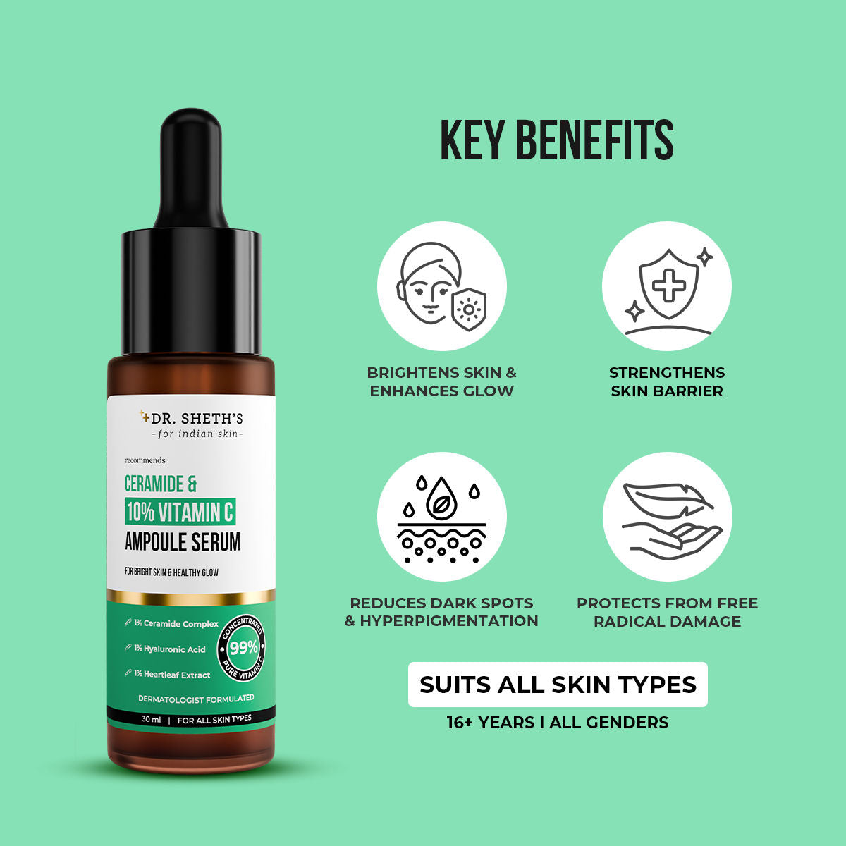 Non-Irritating Ceramide & 10% Vitamin C Ampoule Serum For All Skin Types