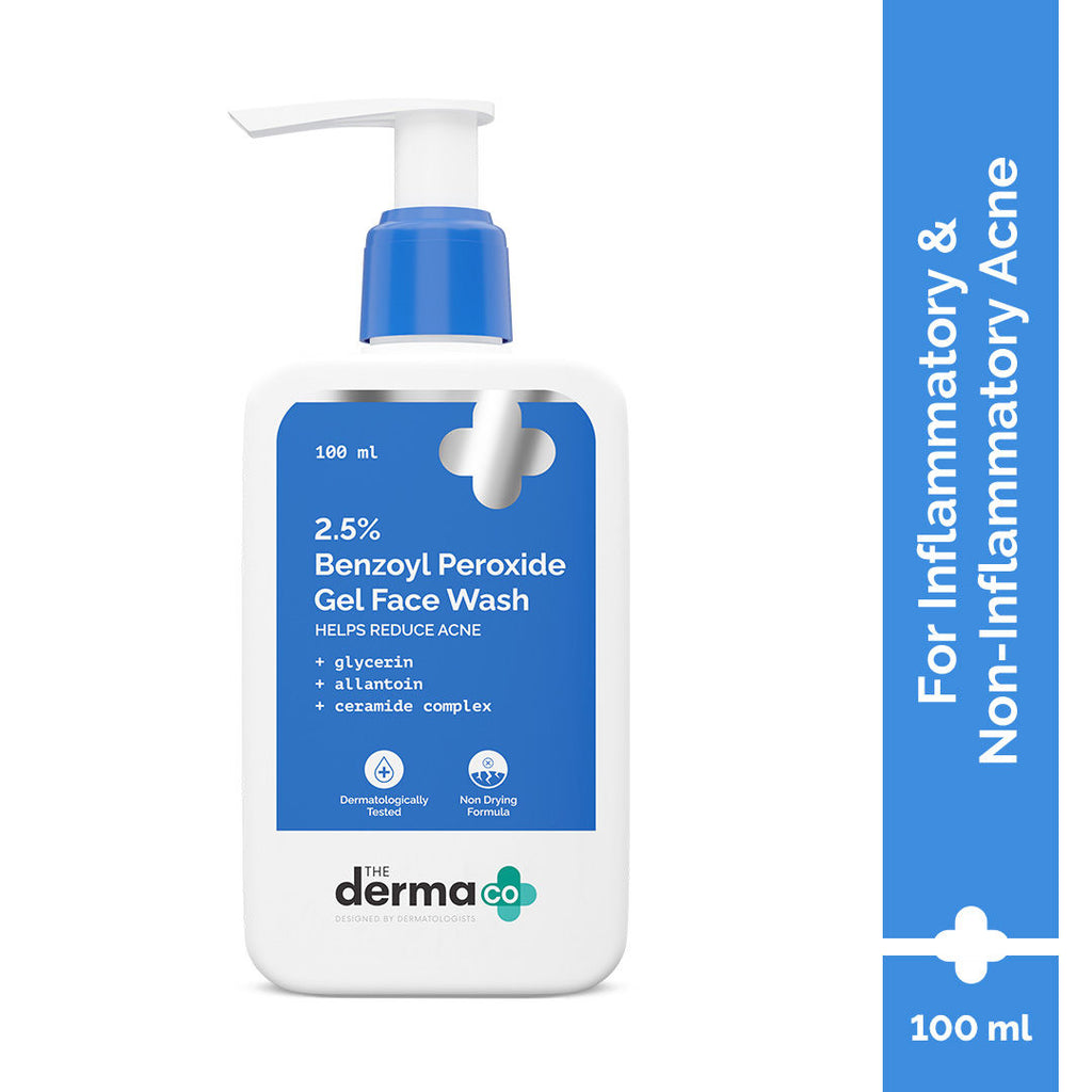 2.5% Benzoyl Peroxide Gel Face Wash with Ceramides For Acne,Inflammation & Oily Skin