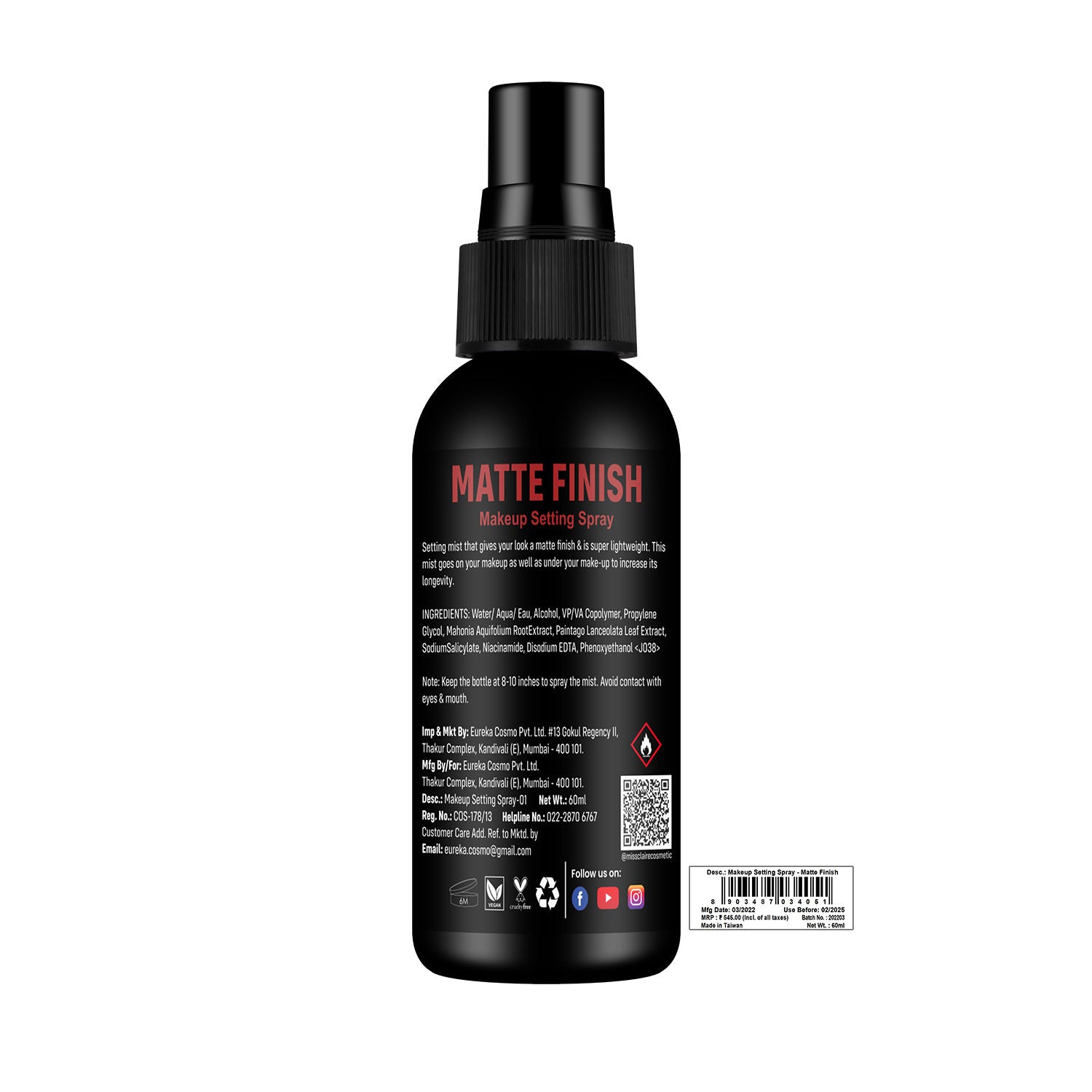 Fixing Spray For Makeup Matte Finish
