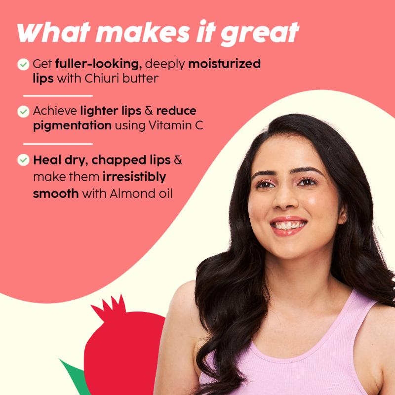 Pomegranate Plump Lips Puddin’ Mask for Dry Lips With Chiuri Butter + Vit C, Lightens Dark Lips