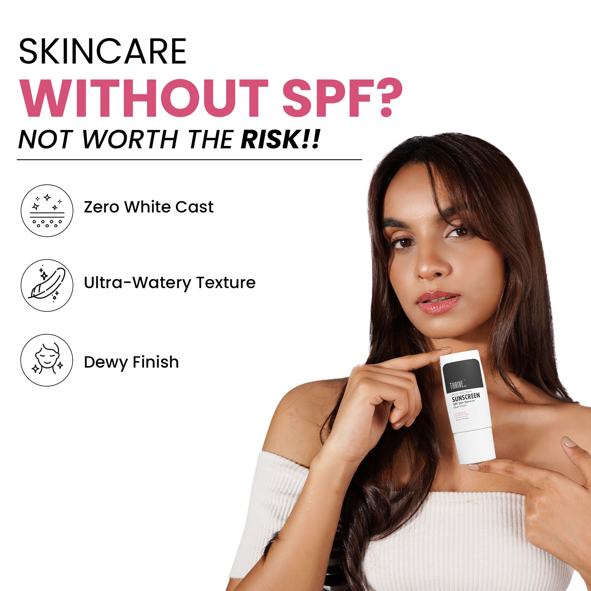 Broad Spectrum Sunscreen For All Skin Types, SPF 50+ PA ++++, No Whitecast, Dewy Finish