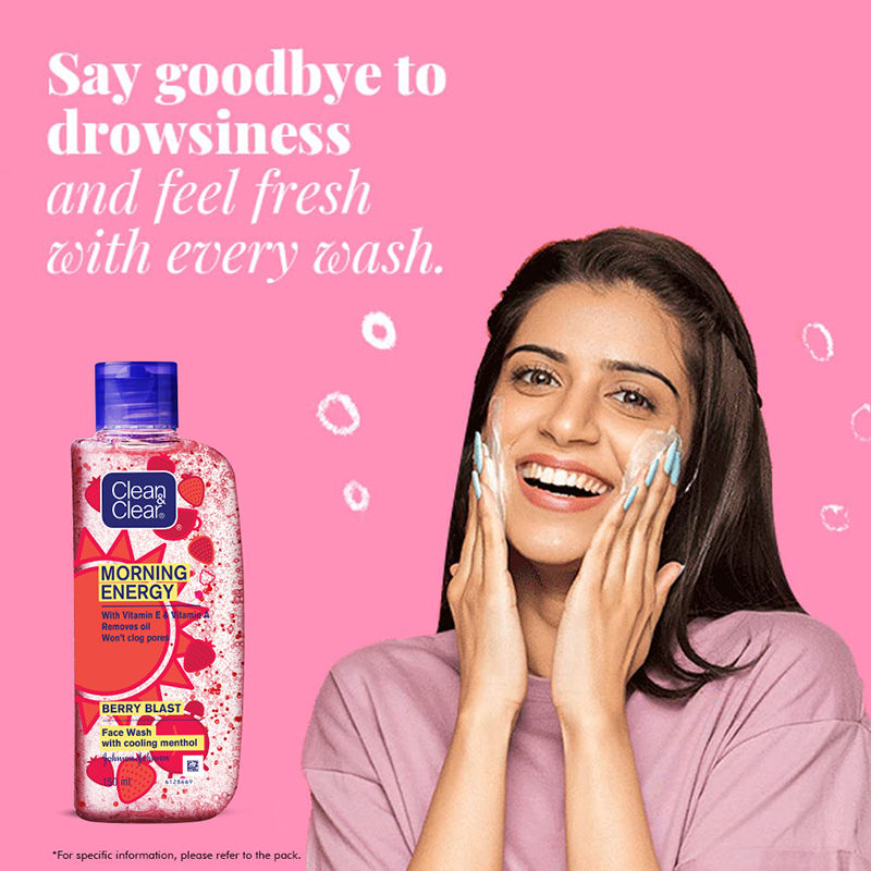 Morning Energy Berry Blast Face Wash - Gentle Cleanser with Menthol for Oily Skin