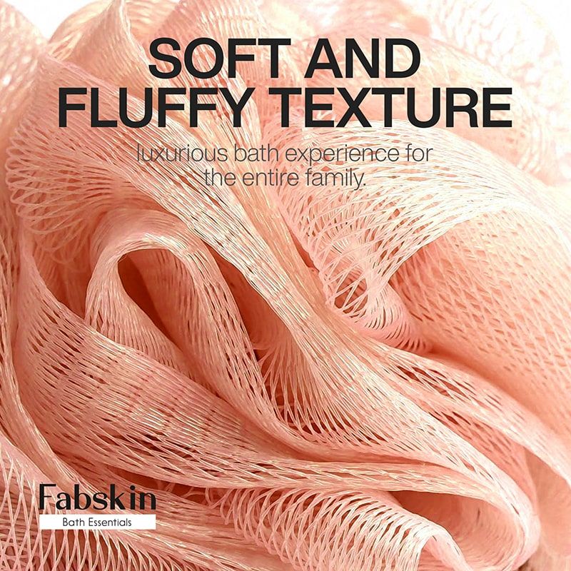 Loofah Duo Pack- Bath Brush With Long Handle & Round Loofah- For Men & Women- Peach & White