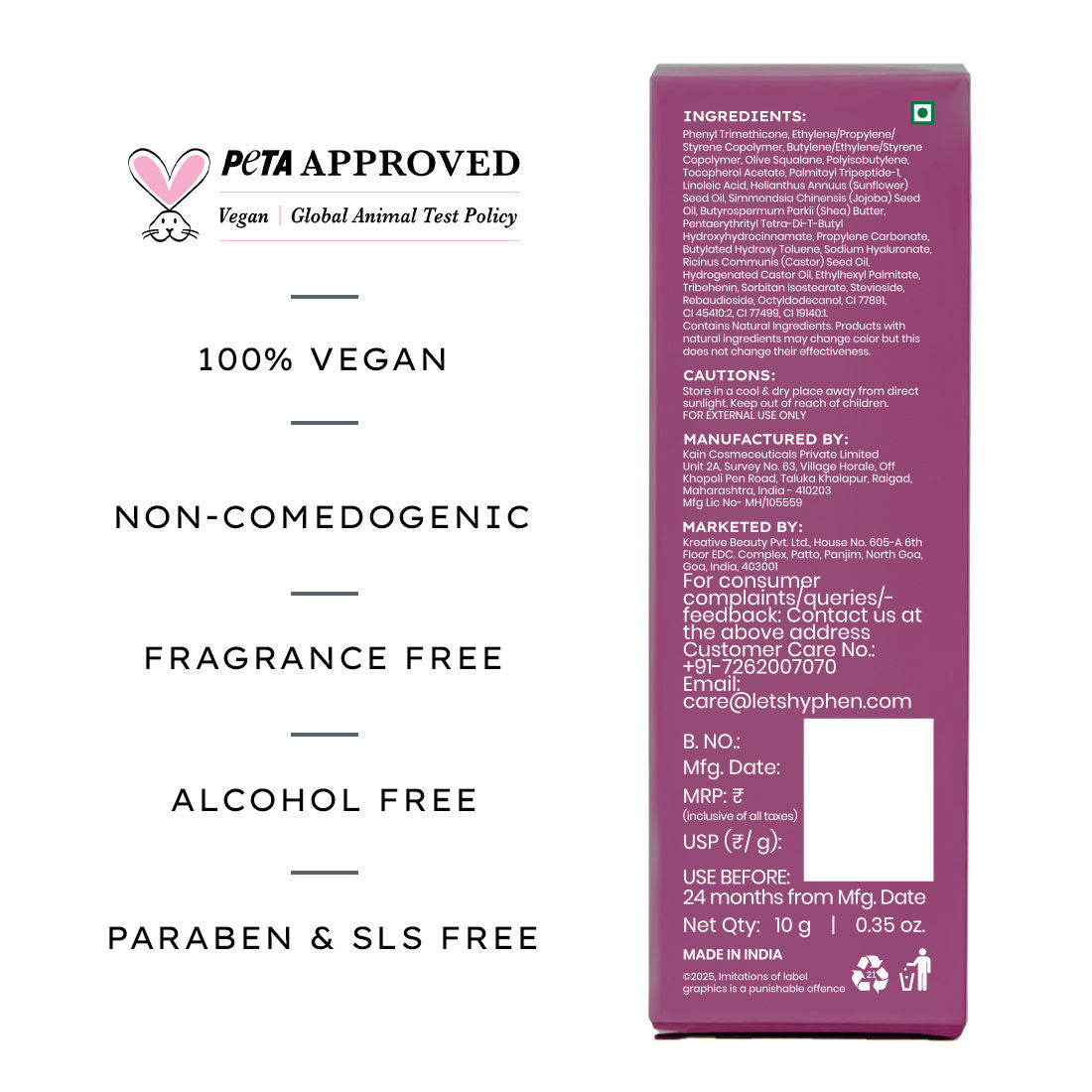 Tinted Lip Balm ,Brightens Dark & Dry Lips - 1% Vitamin E, Peptide & Squalane - Orchid, Mauve