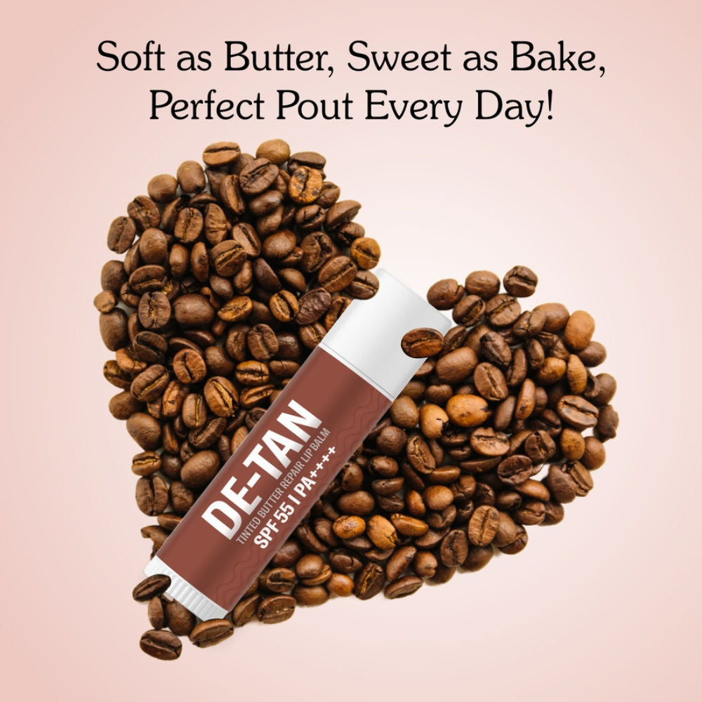 De-Tan Tinted Butter Lip Balm SPF 55PA++++with Kojic Acid For Tanned, Dark & Pigmented Lips