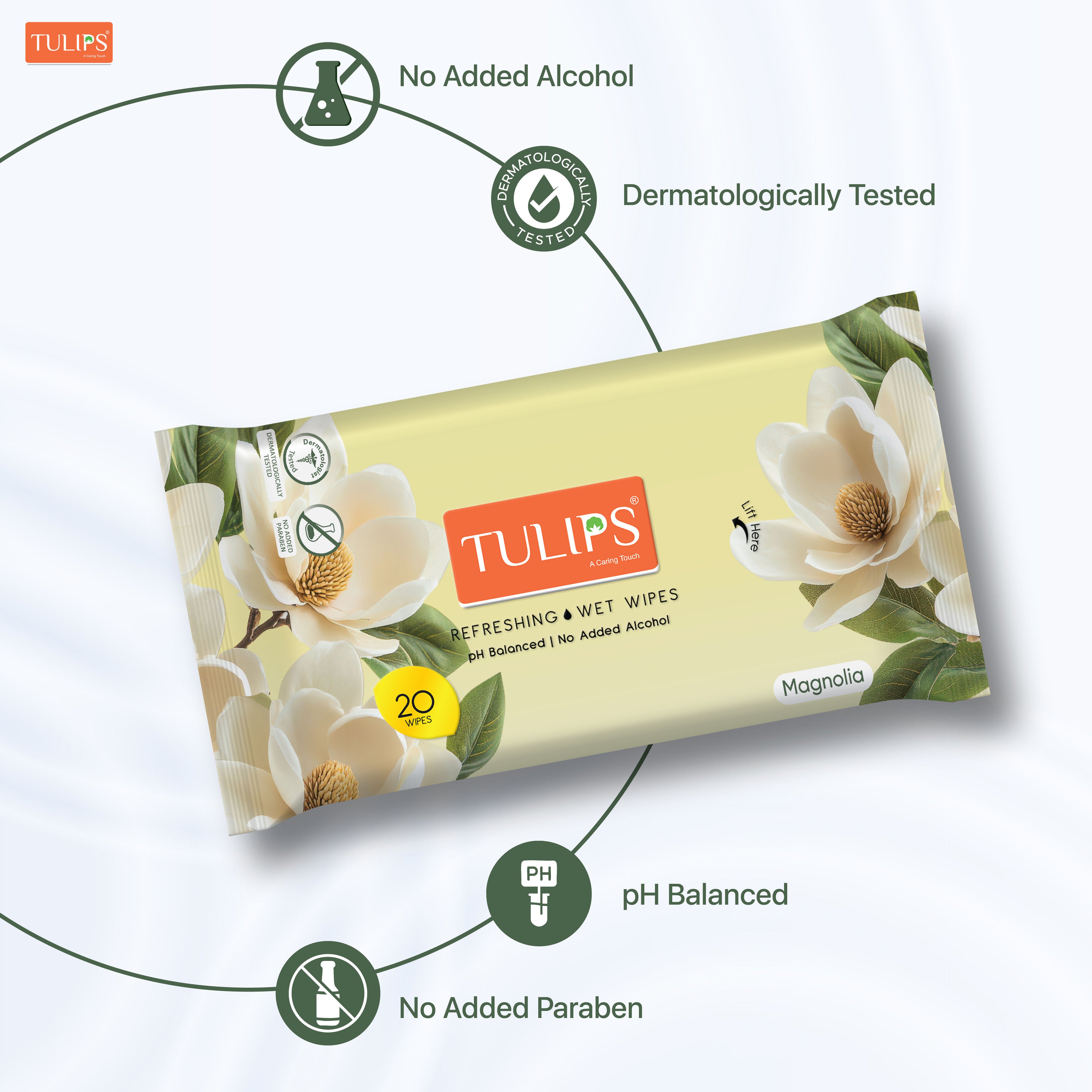 Refreshing, Daily Face Cleaning Wet Wipes Magnolia Fragrance