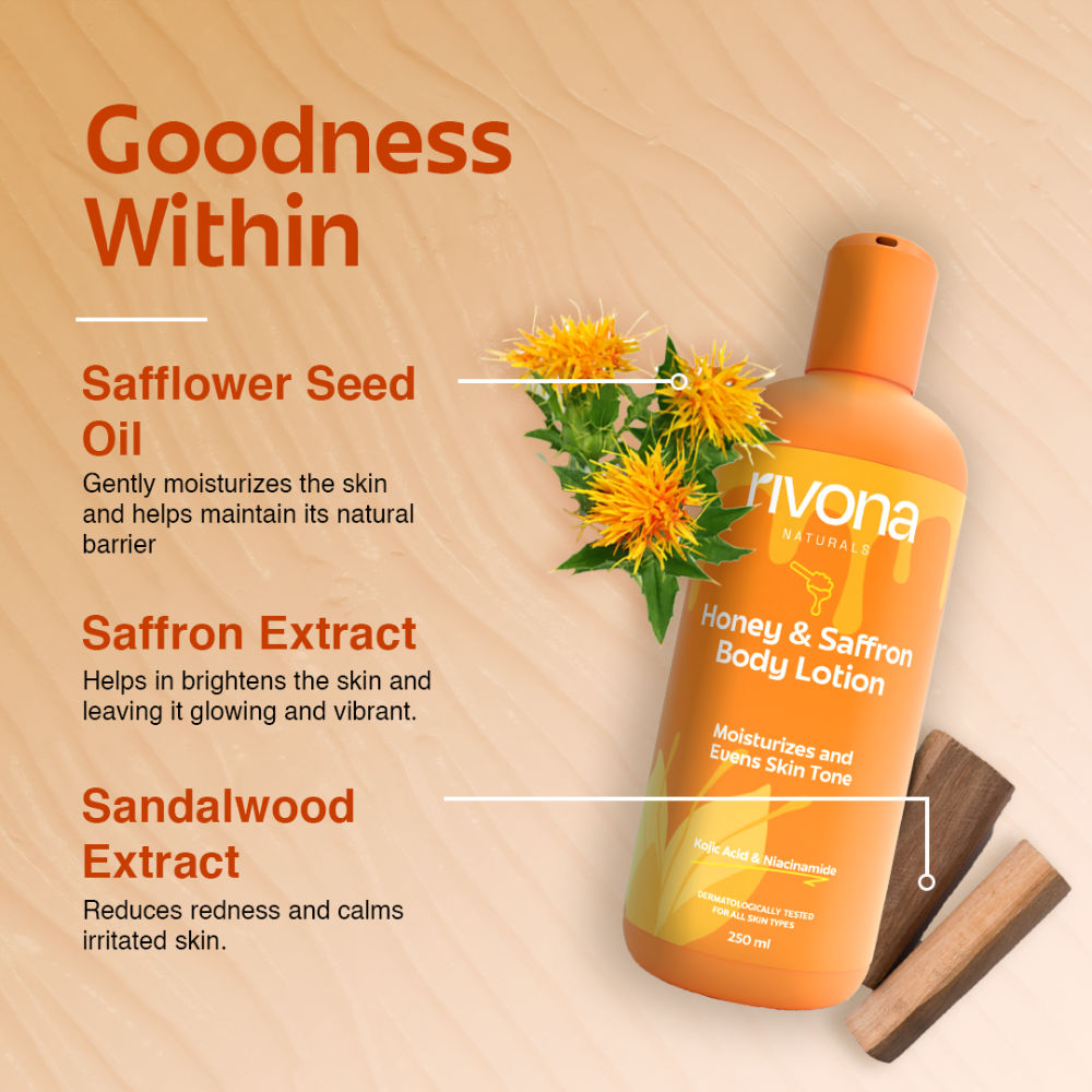 Honey And Saffron Brightening Body Lotion With Niacinamide For Dry Skin