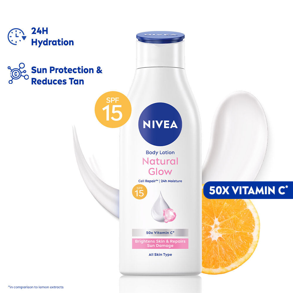 Cell Repair 50X Vit C Sunscreen Natural Glow Body Lotion Reduces Tan, Brightens - Uva & Uvb - 200ml