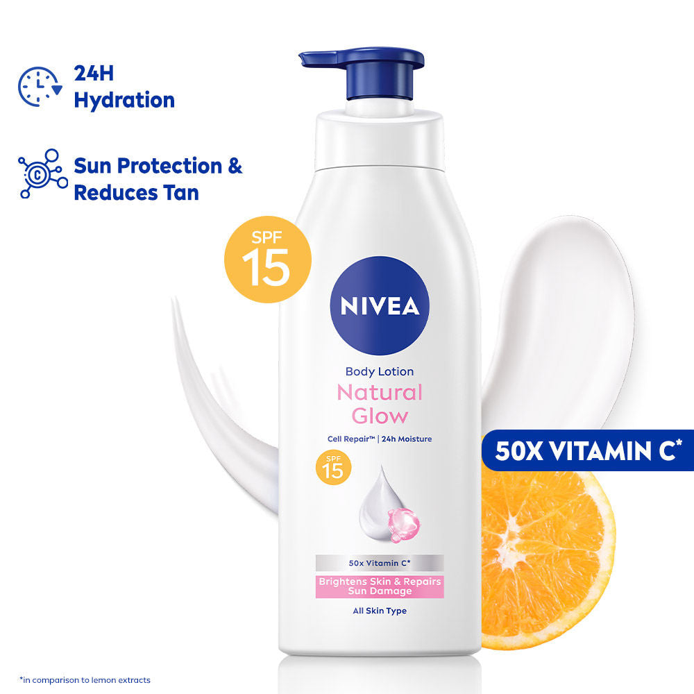 Cell Repair 50X Vit C Sunscreen Natural Glow Body Lotion Reduces Tan, Brightens - Uva & Uvb