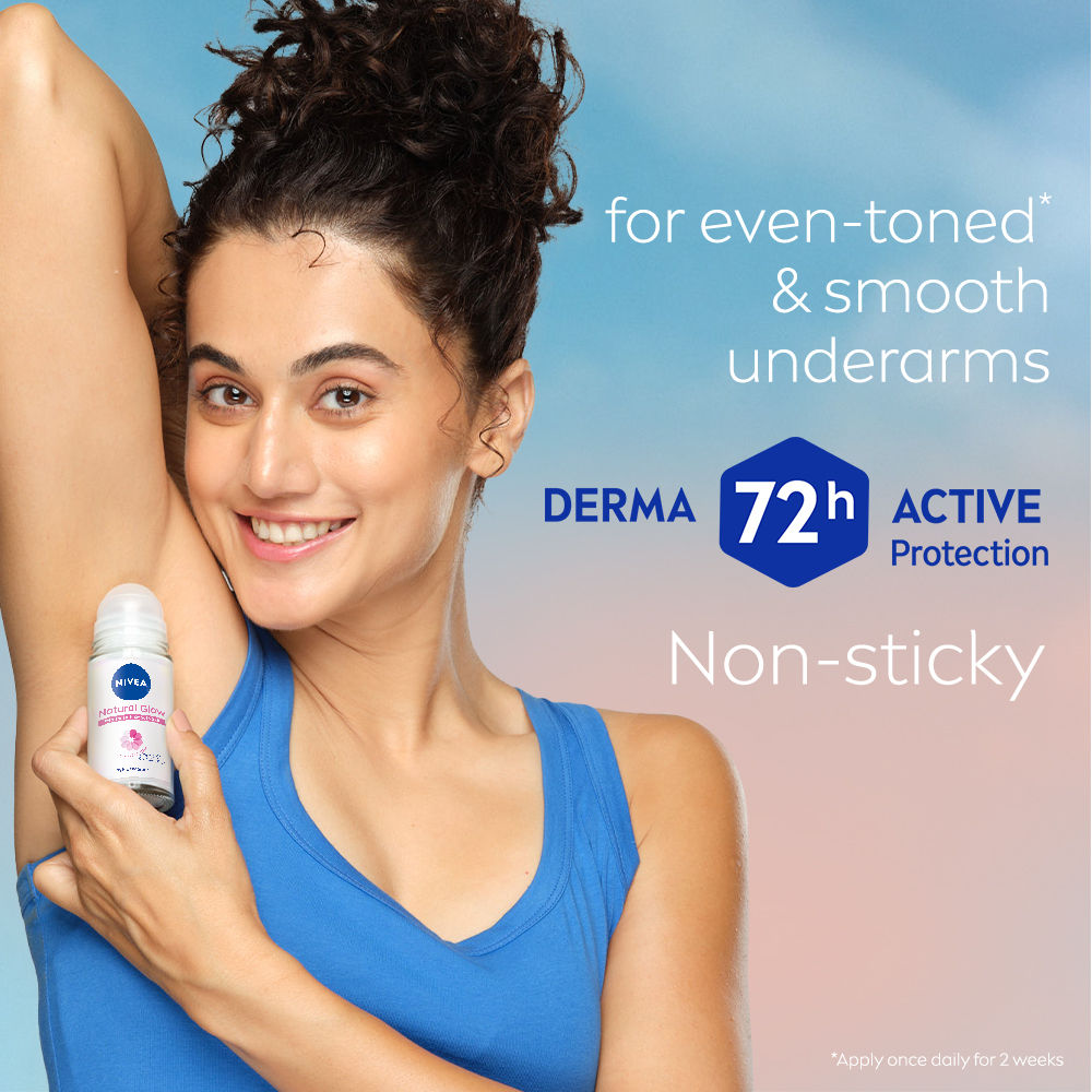 Natural Glow Even Toned Vit C & 0% Alcohol Deo Underarm Roll On 72Hr Active Protection