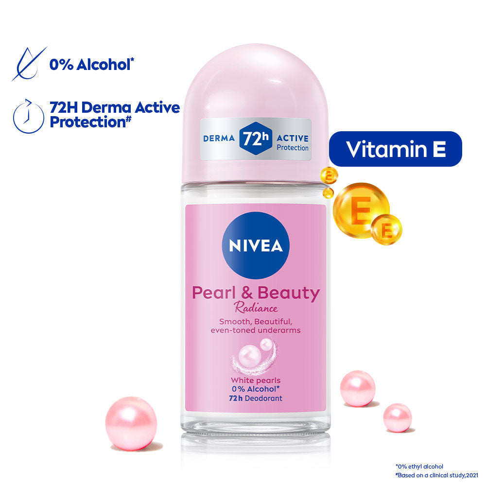 Pearl & Beauty Radiance Deo Roll On For Women- 72H Odor Protection- 0% Alcohol