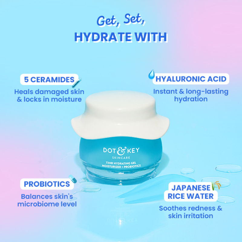 72Hr Hydrating Lightweight Gel Face Moisturizer With Hyaluronic Acid & Probiotics