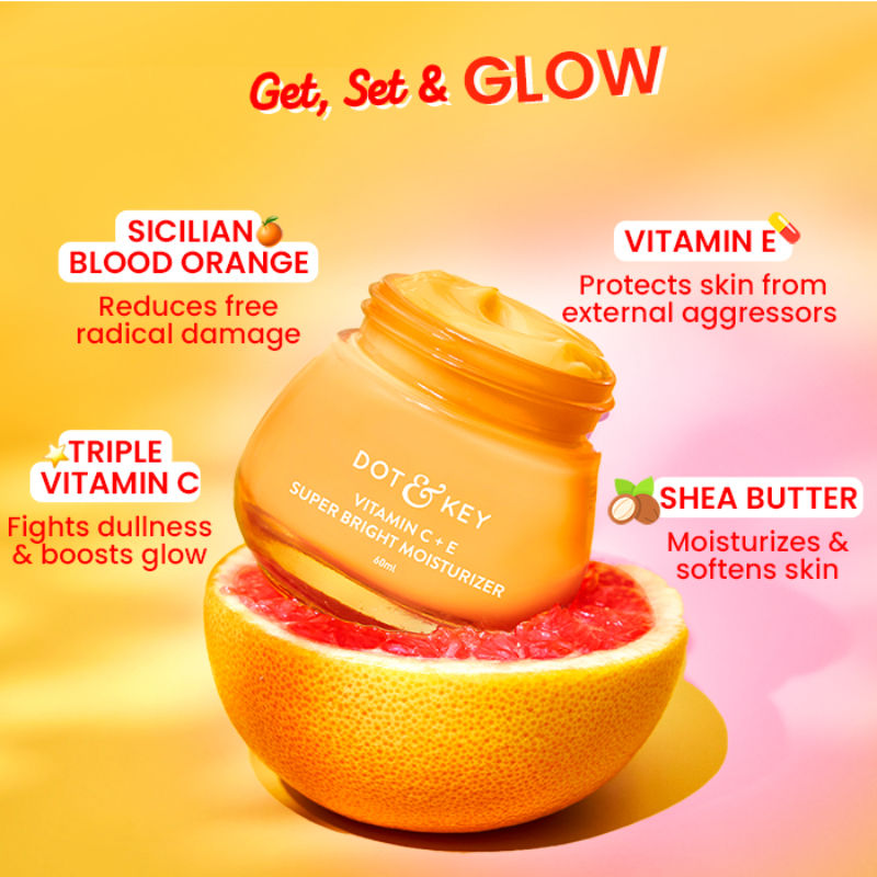 Vitamin C + E Super Bright Face Moisturizer For Glowing Skin, Fades Dark Spots