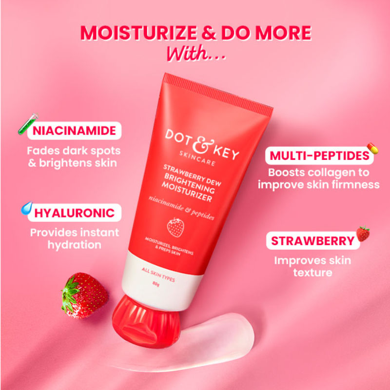 Strawberry Dew Brightening Moisturizer, Niacinamide & Peptides, Brightens & Smoothes Skin
